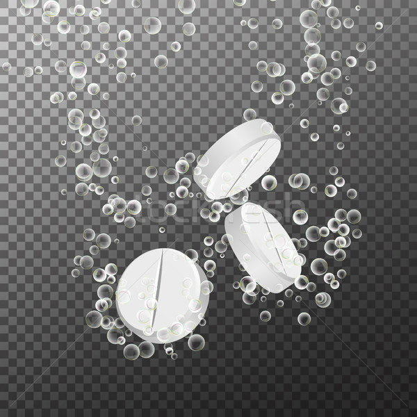 Comprimat pilulă medicină alb cădere Imagine de stoc © pikepicture