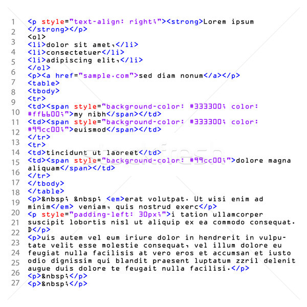 Html proste stronie kodu wektora kolorowy Zdjęcia stock © pikepicture