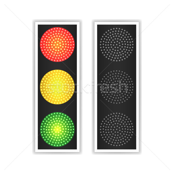 Road Traffic Light Vector. Realistic LED Panel. Sequence Lights Red, Yellow, Green. Go, Wait, Stop S Stock photo © pikepicture