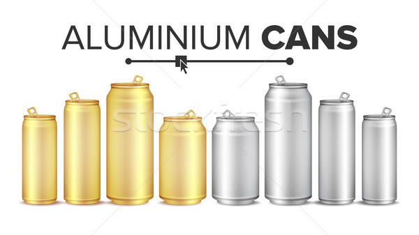 Blank Metallic Cans Set Vector. Empty Layout For Your Design. Energy Drink, Juice, Water Etc. Isolat Stock photo © pikepicture