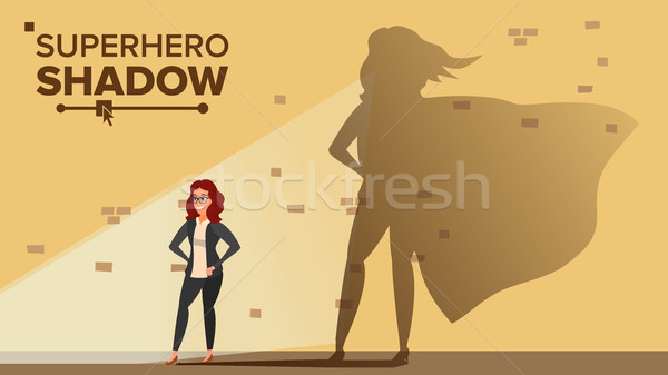 Kobieta interesu superhero cień wektora ambicja sukces Zdjęcia stock © pikepicture