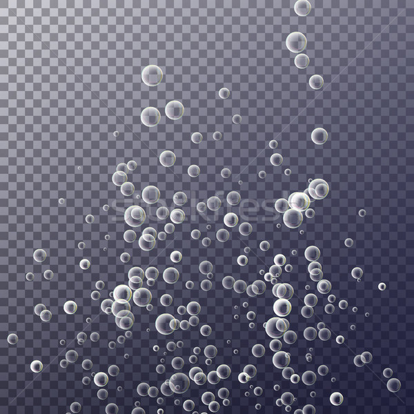 Bubbles In Water On Transparent Background. Ocean Deep. Circle And Liquid, Light Design. Clear Soapy Stock photo © pikepicture