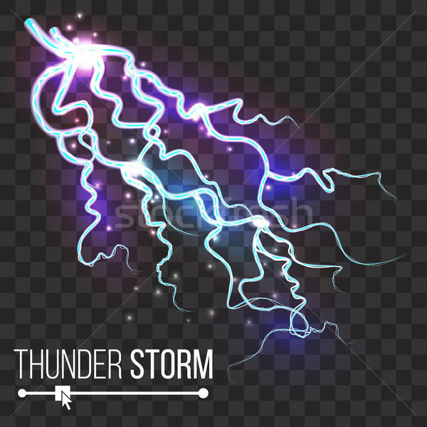 Thunder Storm Vector. Lightning Thunderbolt Isolated On Transparent Background. Electricity Effect I Stock photo © pikepicture