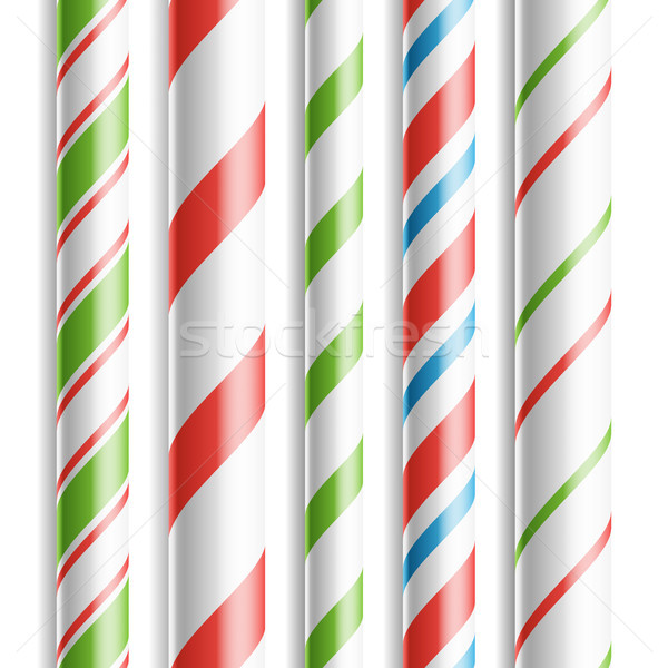 Christmas Candy Cane Vector. Horizontal Seamless Pattern Isolated On White. Good For Christmas Card  Stock photo © pikepicture