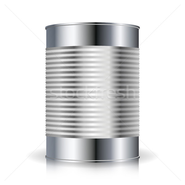 Metallic Cans Vector. Food Tincan Ribbed Metal Tin Can, Canned Food. Blank For Your Design. Realisti Stock photo © pikepicture