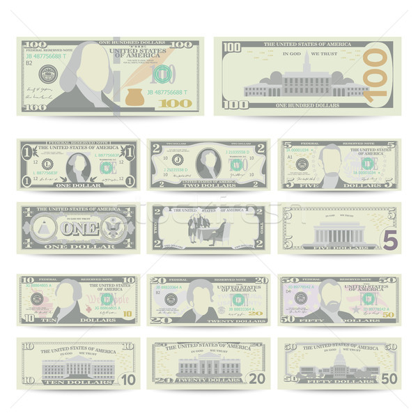 Dollar bankbiljet ingesteld vector cartoon valuta Stockfoto © pikepicture
