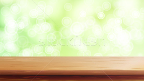 Wood Table Top Vector. Abstract Morning Sunlight. Close Up Top Wooden Table. Abstract Lights On Gold Stock photo © pikepicture