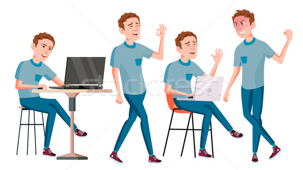 Büroangestellte Vektor Gesicht Emotionen unterschiedlich Gesten Stock foto © pikepicture