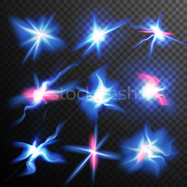 Stock photo: Blue Stars Bursts Glow Light Effect Vector. Magic Flash Energy Light Ray. Good For Banners, Brochure