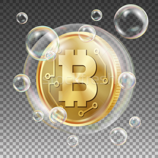 Bitcoin In Soap Bubble Vector. Investment Risk. Price Market Value Going Down. Negative Growth Excha Stock photo © pikepicture