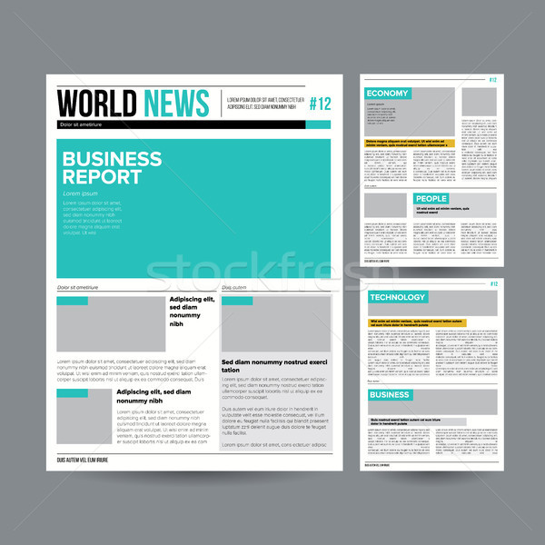 Newspaper Design Template Vector. Modern Newspaper Layout Template. Financial Articles, Business Inf Stock photo © pikepicture