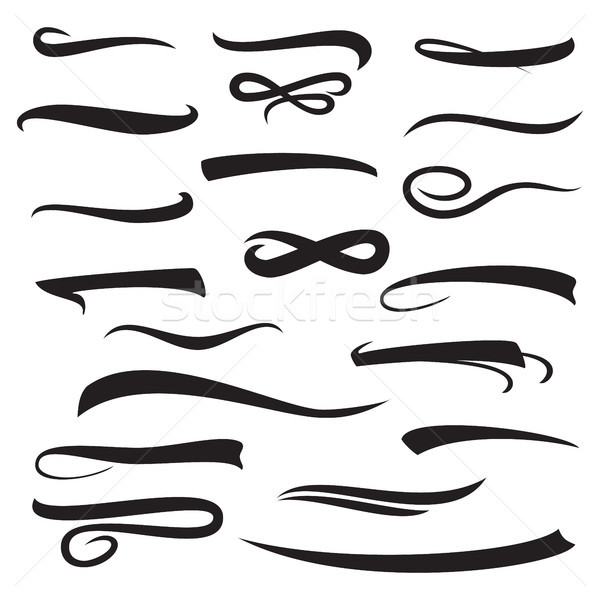 Underlines Lettering Lines Set Isolated On White Background. Vintage Elements For Your Design. Vecto Stock photo © pikepicture