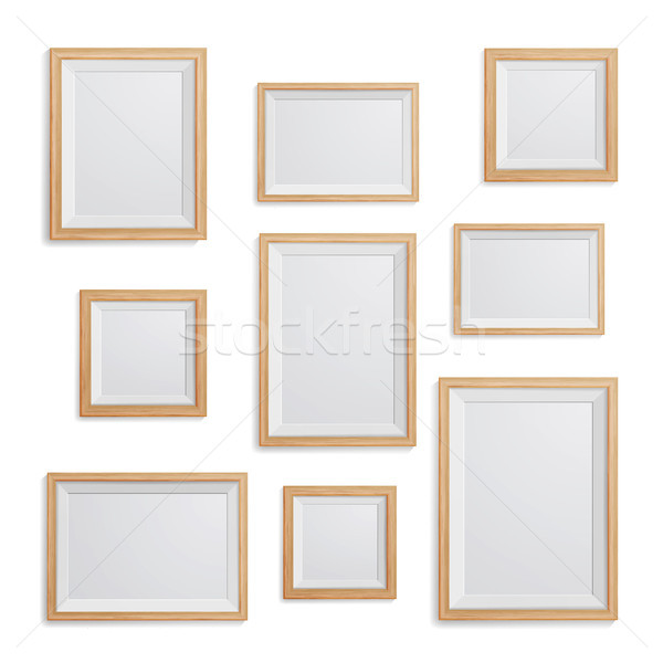 Realistic Photo Frame Vector Set. Collection Of Empty Blank. Realistic Picture Frame On The White Wa Stock photo © pikepicture