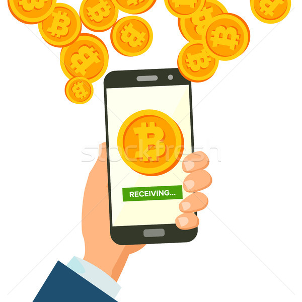 Mobiele bitcoin vector moderne financieren economisch Stockfoto © pikepicture