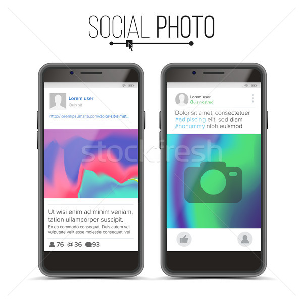 Photo Frame Vector. Social Network Photo Frame On Smart Phone. Realistic Isolated Illustration. Stock photo © pikepicture