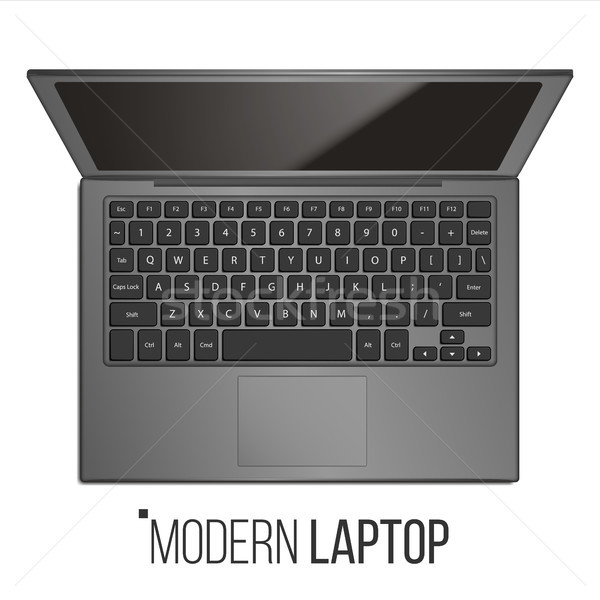 Laptop Computer Vector. Realistic Modern Office Laptop. Top View. Isolated Illustration Stock photo © pikepicture