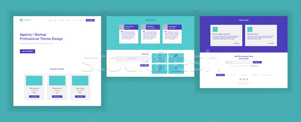Website Template Vector. Page Business Landing. Shopping Online Web Page. People Environment. Creati Stock photo © pikepicture