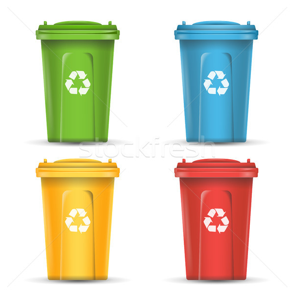 Realistic Containers For Recycling Waste Sorting Vector. Set Of Red, Green, Blue, Yellow Buckets. Stock photo © pikepicture