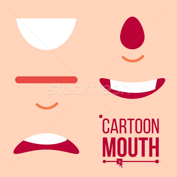 Karikatür ağız ayarlamak vektör dil gülümseme Stok fotoğraf © pikepicture