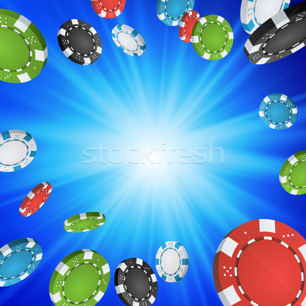 Online Casino Winner Background. Explosion Poker Chips Illustration. Cash Winning Prize Money Concep Stock photo © pikepicture