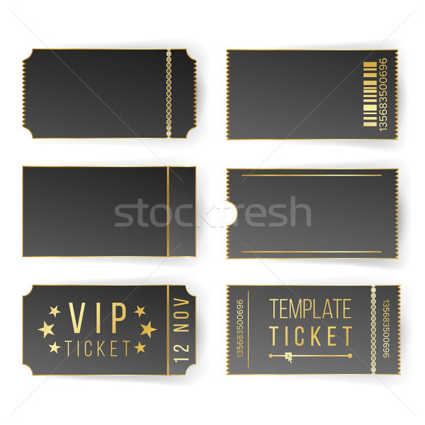 Vip Ticket Template Vector. Empty Black Tickets And Coupons Blank. Theater, Cinema Tickets Coupons.  Stock photo © pikepicture
