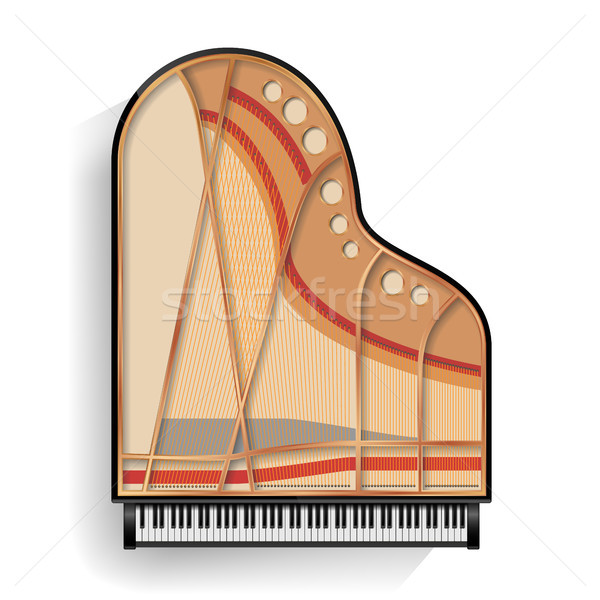 Black Grand Piano Opened Icon Vector With Shadow. Realistic Keyboard. Isolated Illustration. Stock photo © pikepicture