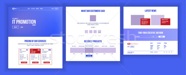 Website Design Template Vector. Business Technology. Landing Web Page. Modern Online Servises. Promo Stock photo © pikepicture