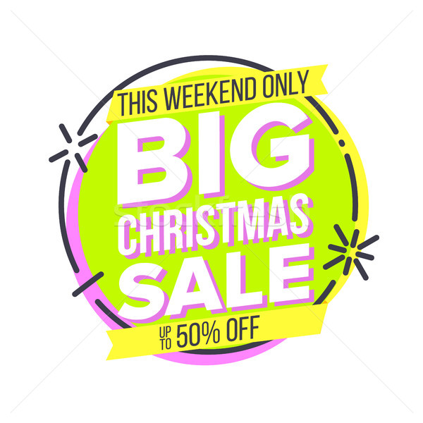 Christmas Big Sale Sticker Vector. Cartoon. Sale Banner Tag. Isolated Illustration Stock photo © pikepicture