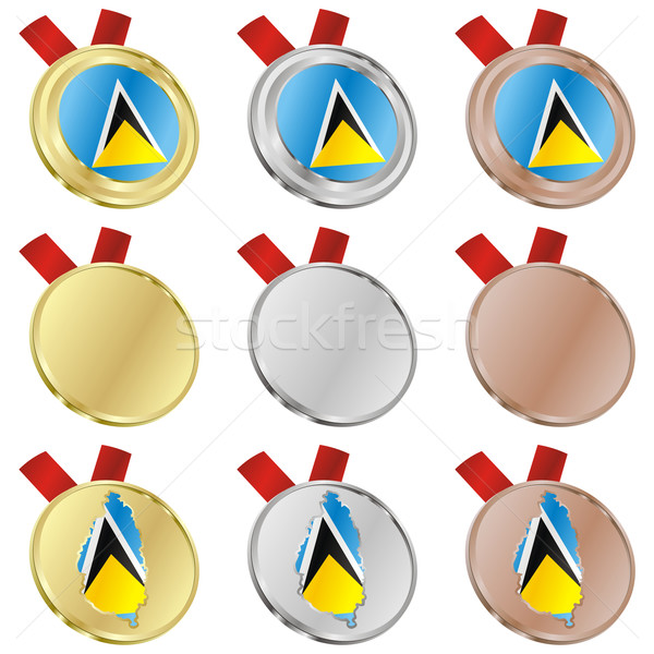 saint kitts and nevis vector flag in medal shapes Stock photo © PilgrimArtworks