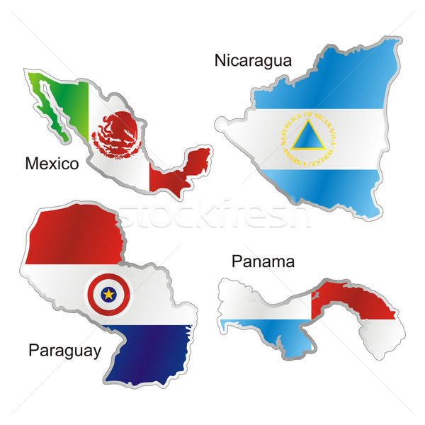 Foto stock: Americano · banderas · mapa · forma · aislado · bandera