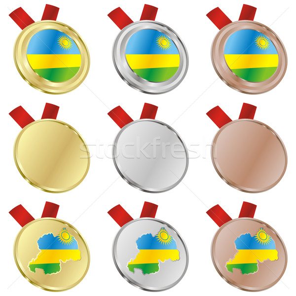 rwanda vector flag in medal shapes Stock photo © PilgrimArtworks