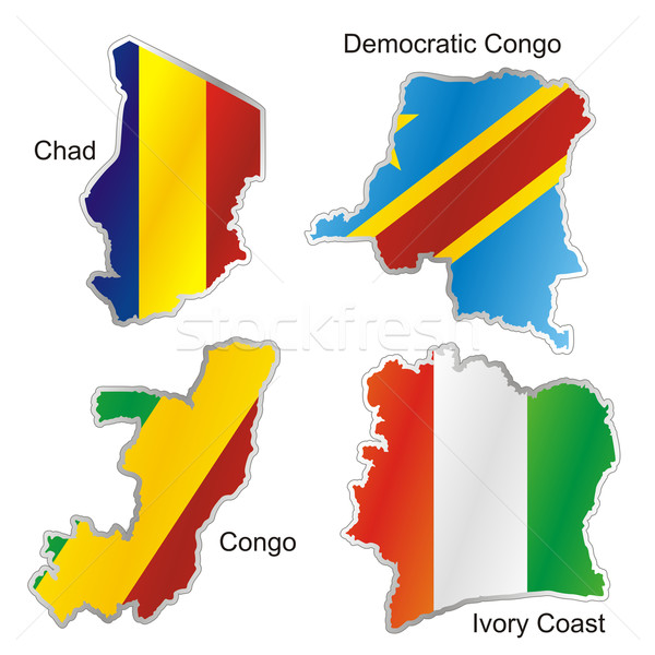 Geïsoleerd afrikaanse vlaggen kaart vorm vlag Stockfoto © PilgrimArtworks