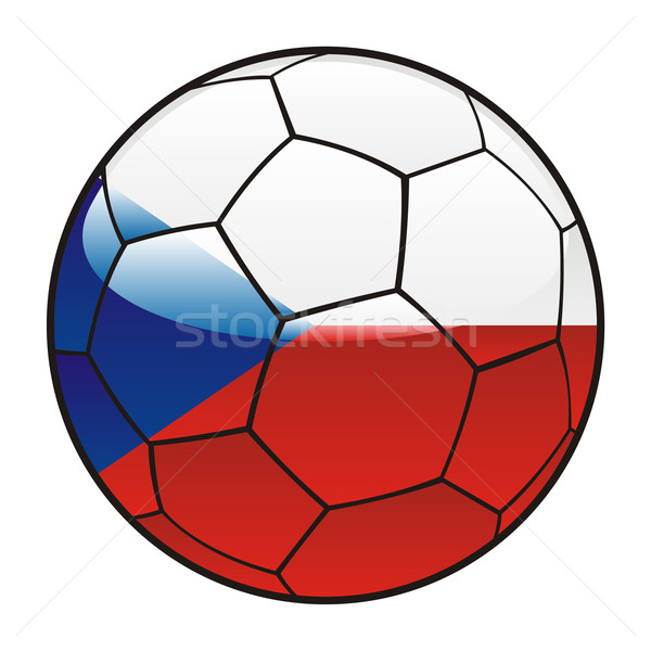 Foto stock: Checo · bandera · balón · de · fútbol · deporte · fútbol