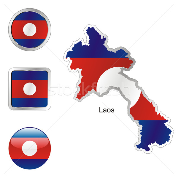Laos mappa bandiera Foto d'archivio © PilgrimArtworks