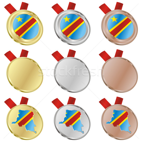 Democrático Congo vector bandera medalla formas Foto stock © PilgrimArtworks