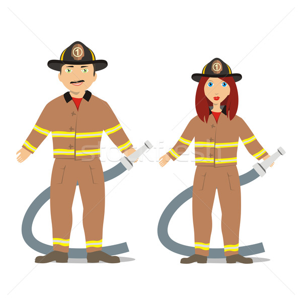 couple in fireman suit Stock photo © PilgrimArtworks