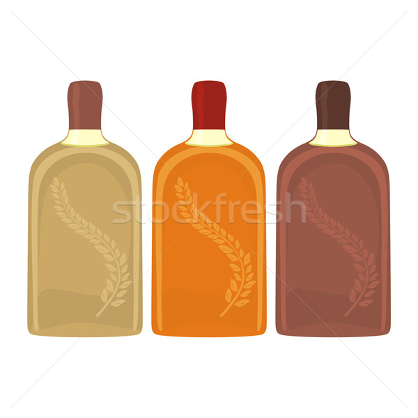 Foto stock: Uísque · garrafas · isolado · cerveja · cozinha