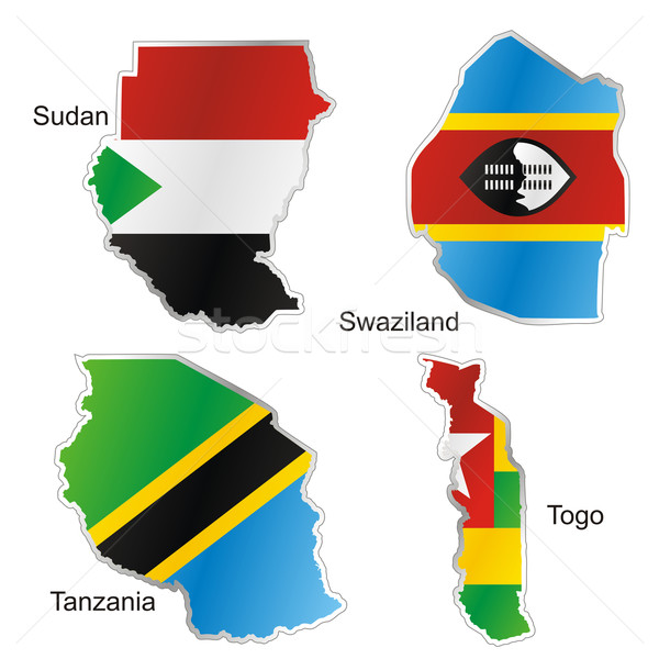 Izolált afrikai zászlók térkép forma Stock fotó © PilgrimArtworks