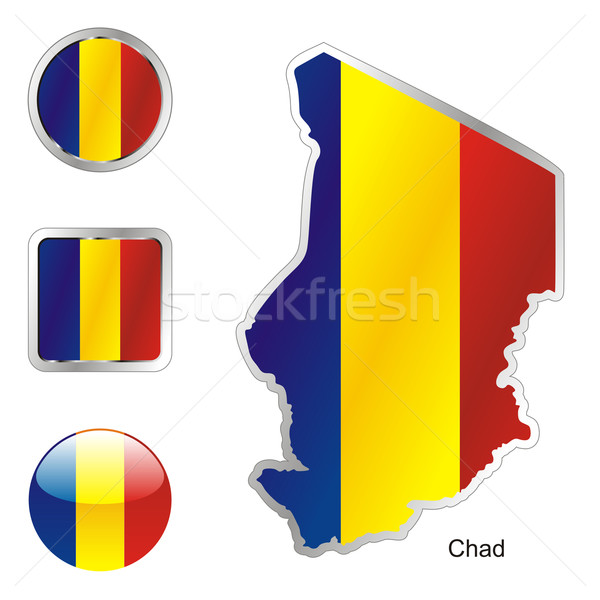 Csád térkép internet gombok forma szerkeszthető zászló Stock fotó © PilgrimArtworks