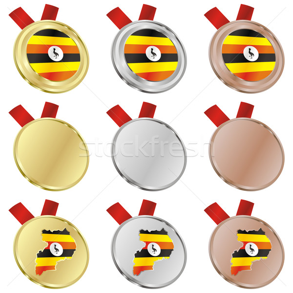 Uganda vektor zászló érem formák szerkeszthető Stock fotó © PilgrimArtworks