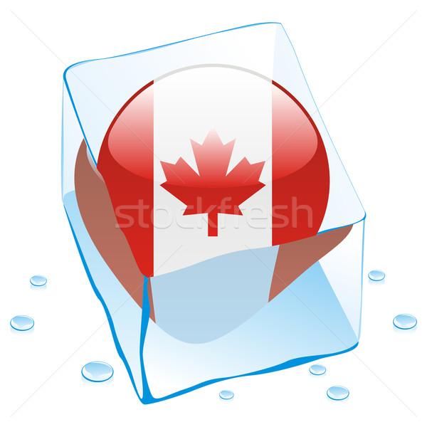 Stockfoto: Canada · knop · vlag · bevroren · Ice · Cube