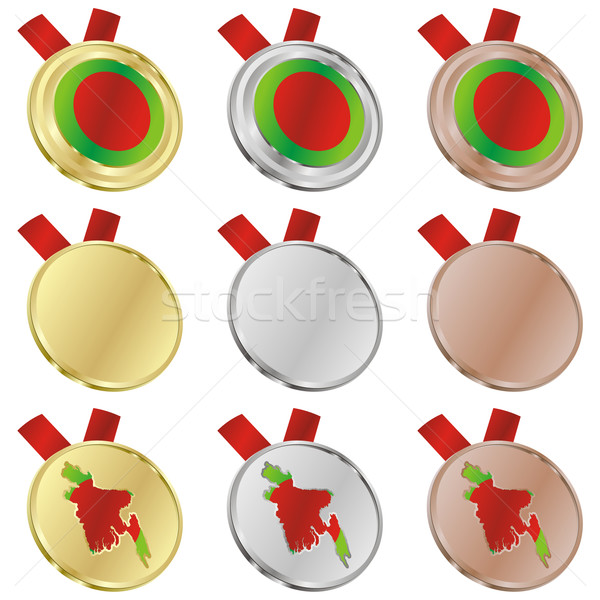 bangladesh vector flag in medal shapes Stock photo © PilgrimArtworks