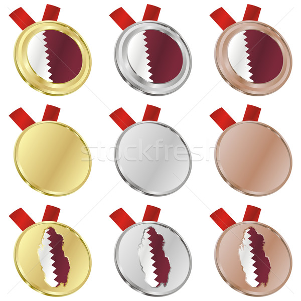 Katar Vektor Flagge Medaille Formen editierbar Stock foto © PilgrimArtworks