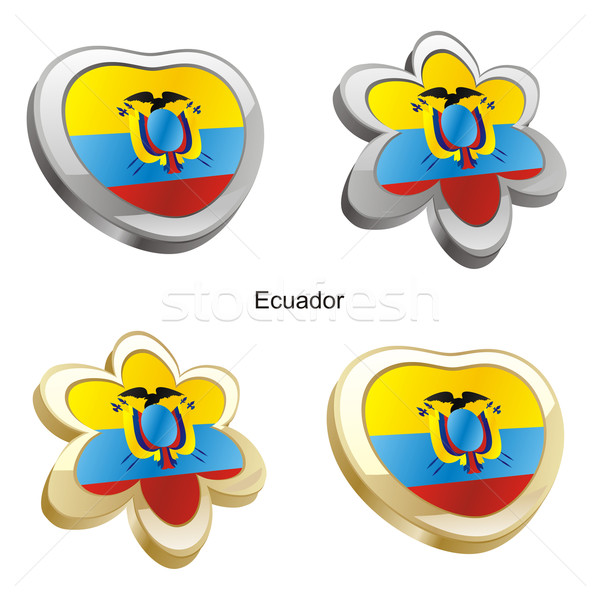 [[stock_photo]]: Equateur · pavillon · coeur · fleur · forme