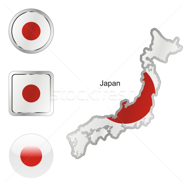 日本 地圖 互聯網的按鈕 編輯 旗 商業照片 © PilgrimArtworks