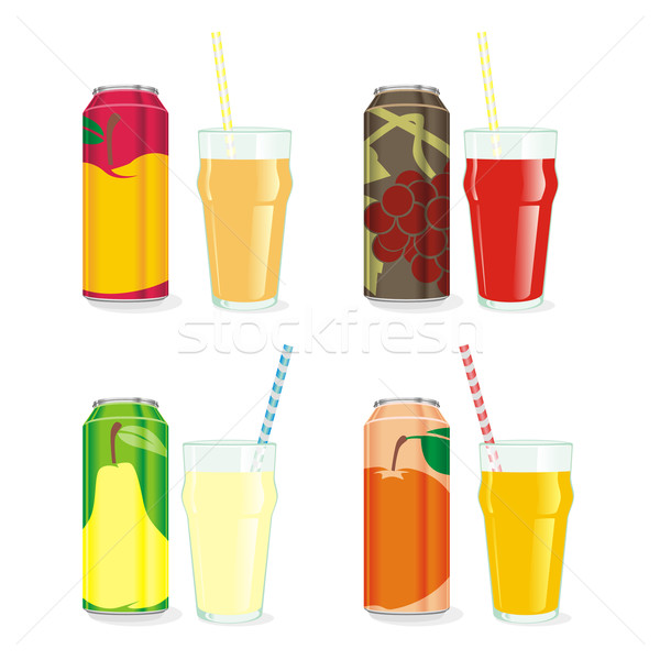 isolated juice cans and glasses Stock photo © PilgrimArtworks