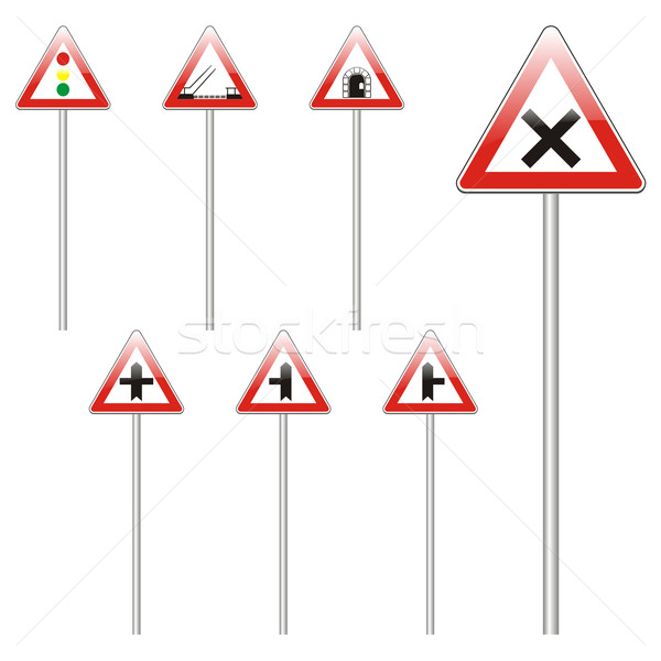 Stock photo: isolated european road signs