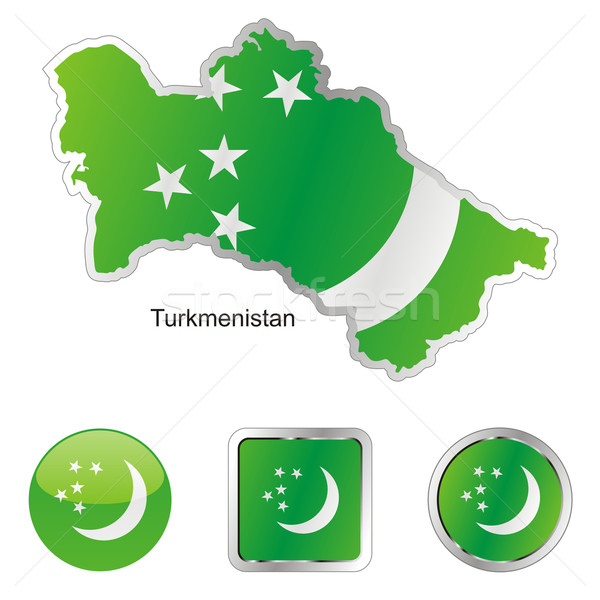 土庫曼斯坦 地圖 互聯網的按鈕 編輯 旗 商業照片 © PilgrimArtworks