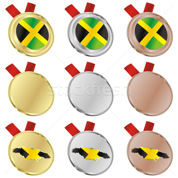 Jamaica vektor zászló érem formák szerkeszthető Stock fotó © PilgrimArtworks