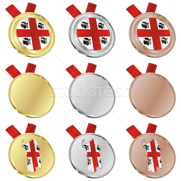 Stockfoto: Vector · vlag · medaille · kaart